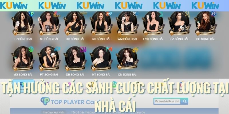 Tận hưởng các sảnh cược chất lượng tại nhà cái